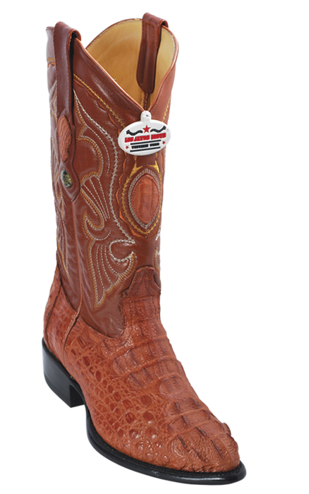 Los Altos Cognac All-Over Genuine Hornback Crocodile J-Toe Cowboy Boots 990203
